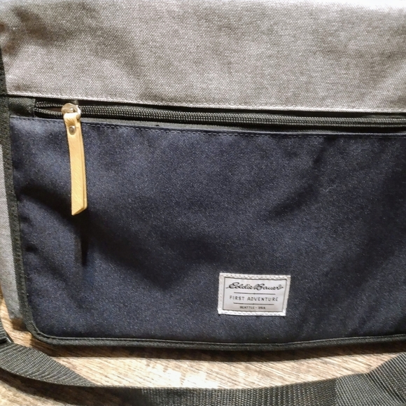 Brand New Eddie Bauer Grey & Blue Soft Sided Briefcase Book Laptop Computer Bag - Picture 4 of 12
